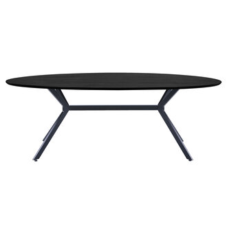WOOOD Bruno Eettafel Ovaal Mdf Zwart 220x100cm