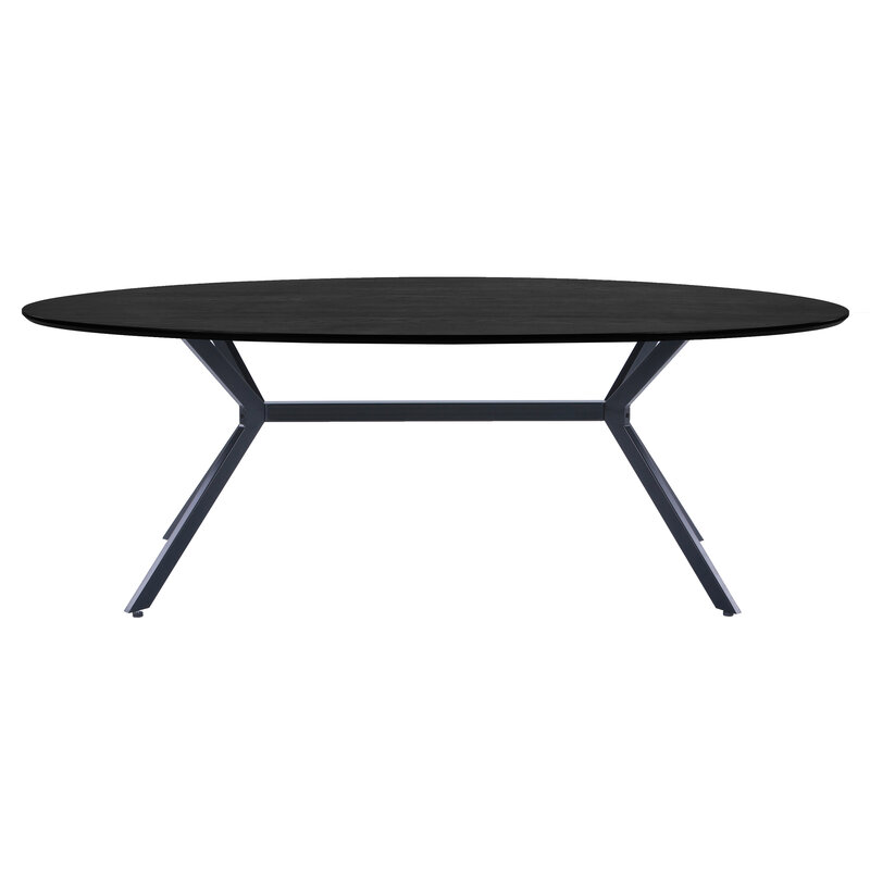 WOOOD Exclusive-collectie Bruno Eettafel Ovaal Mdf Zwart 220x100cm