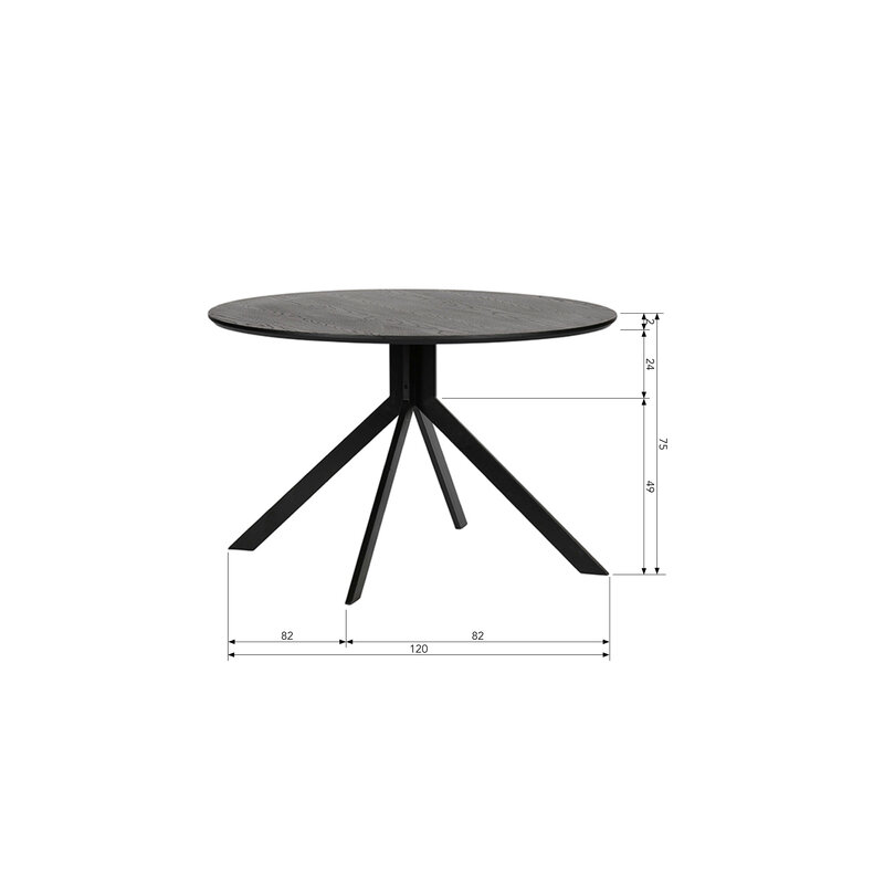 WOOOD-collectie Bruno Eettafel Rond Mdf Zwart Ø120cm