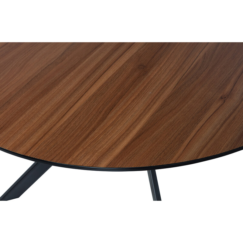 WOOOD-collectie Bruno Eettafel Rond Mdf Walnoot Ø120cm