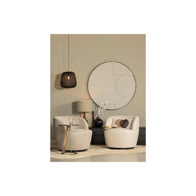 WOOOD-collectie Serra Draaifauteuil Geweven Stof Zand