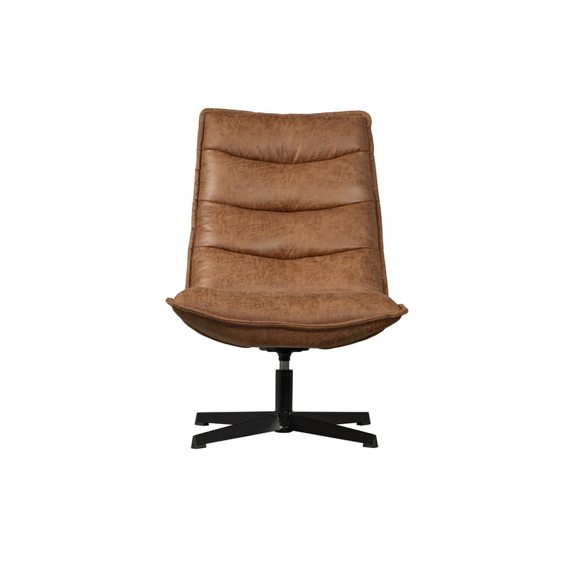 WOOOD Exclusive-collectie Nika Draaifauteuil Leerlook Cognac