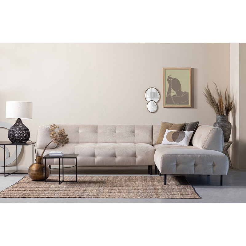 WOOOD-collectie Lloyd Hoekbank Rechts Gewassen Fluweel Sea Salt