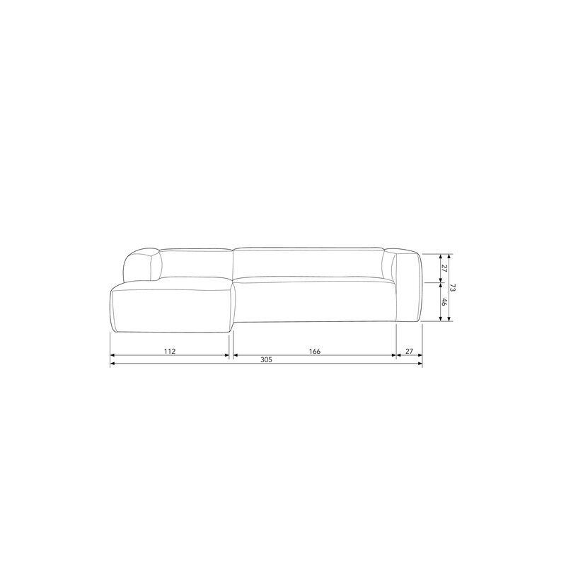 WOOOD-collectie Bean Corner Sofa Left Hefty Ribcord Mud