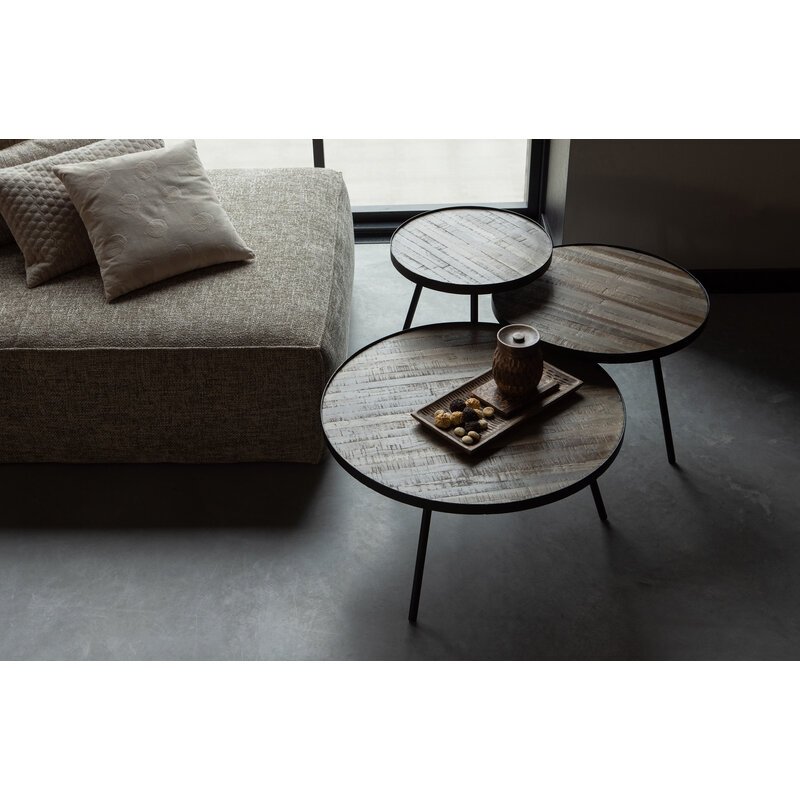 WOOOD-collectie Bean Hoekbank Rechts Grove Melange Stof Travertin