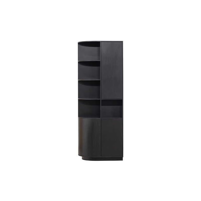 WOOOD-collectie Finca Storage Cabinet Round Left 78 Cm Pine Deep Black [fsc]