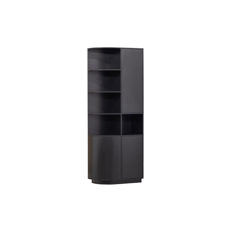 WOOOD-collectie Finca Storage Cabinet Round Left 78 Cm Pine Deep Black [fsc]