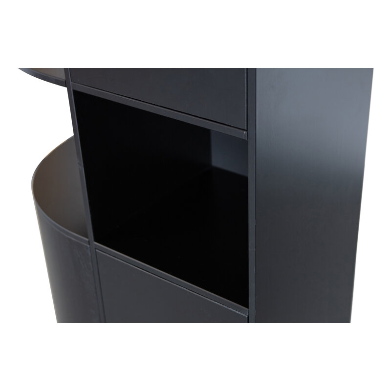 WOOOD-collectie Finca Storage Cabinet Round Left 78 Cm Pine Deep Black [fsc]