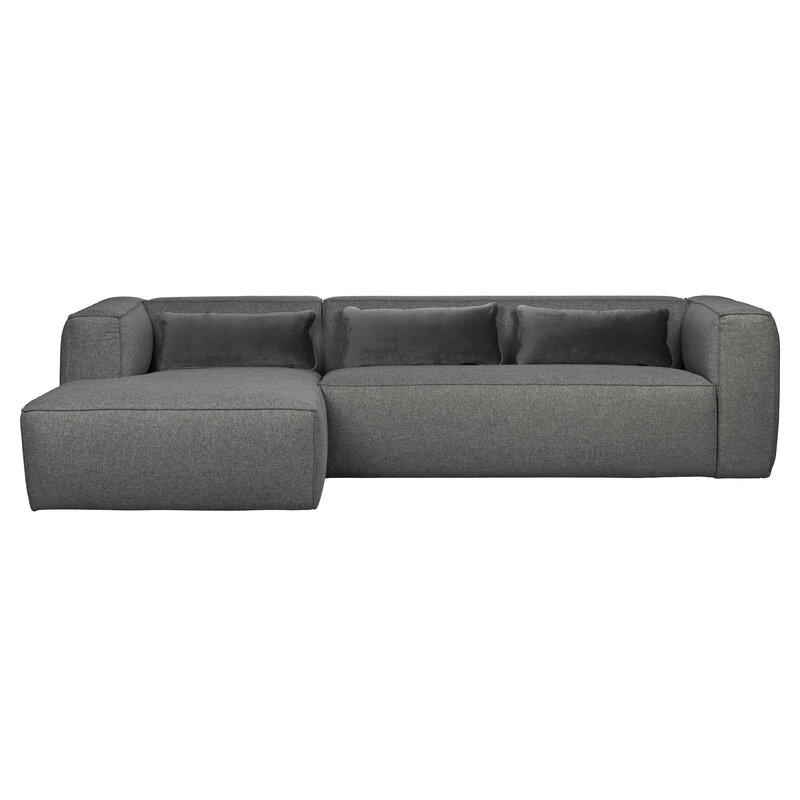 WOOOD-collectie Bean Hoekbank Links Incl. Kussens Middengrijs Gemeleerd