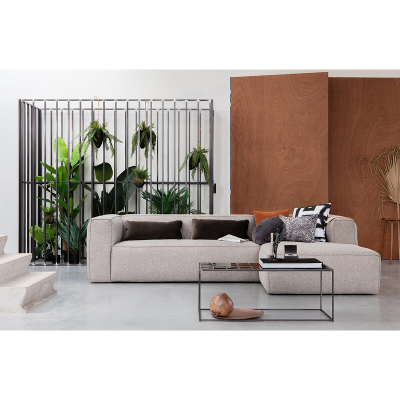 WOOOD-collectie Bean Hoekbank Rechts Incl. Kussens Lichtgrijs Gemeleerd