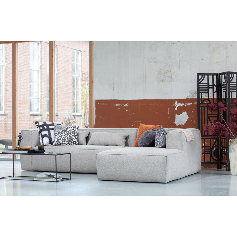 WOOOD-collectie Bean Hoekbank Rechts Incl. Kussens Lichtgrijs Gemeleerd