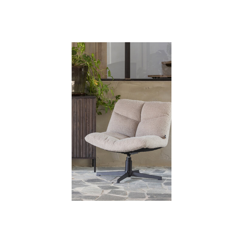 WOOOD Exclusive-collectie Vinny Swivel Armchair BouclÉ Sand