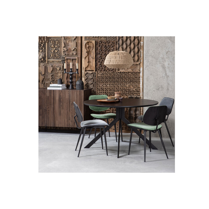 WOOOD Exclusive-collectie Bruno Eettafel Rond Mdf Zwart Ø120cm