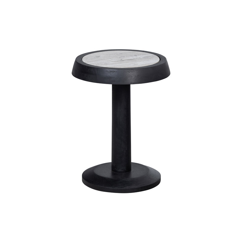 WOOOD-collectie Nanne Bijzettafel Mango Hout Zwart Met Marmer Top