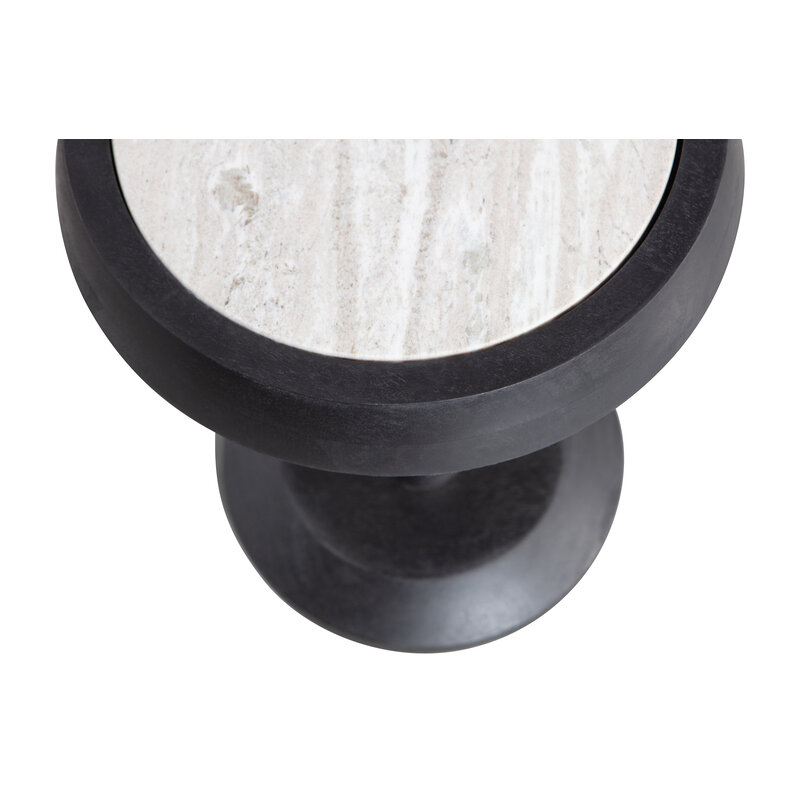 WOOOD-collectie Nanne Bijzettafel Mango Hout Zwart Met Marmer Top