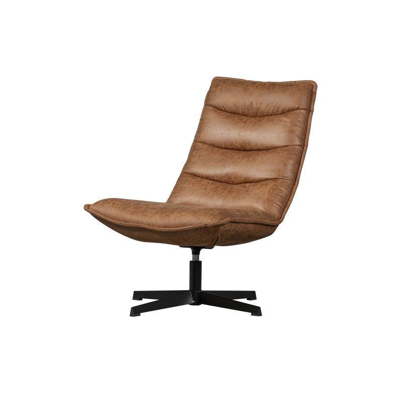 WOOOD Exclusive-collectie Nika Draaifauteuil Leerlook Cognac