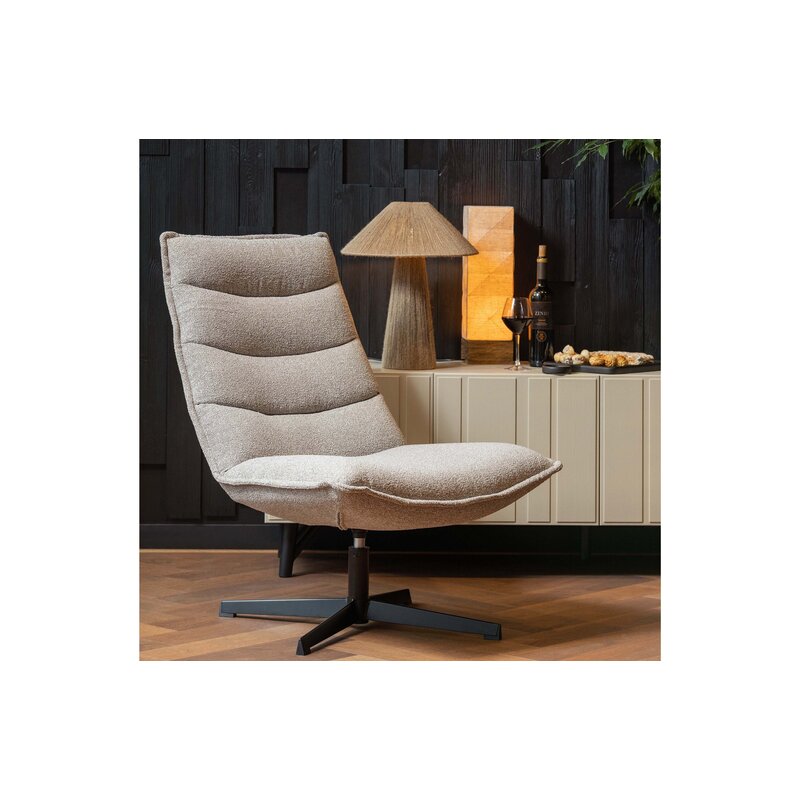 WOOOD Exclusive-collectie Nika Draaifauteuil Boucle Taupe Melange