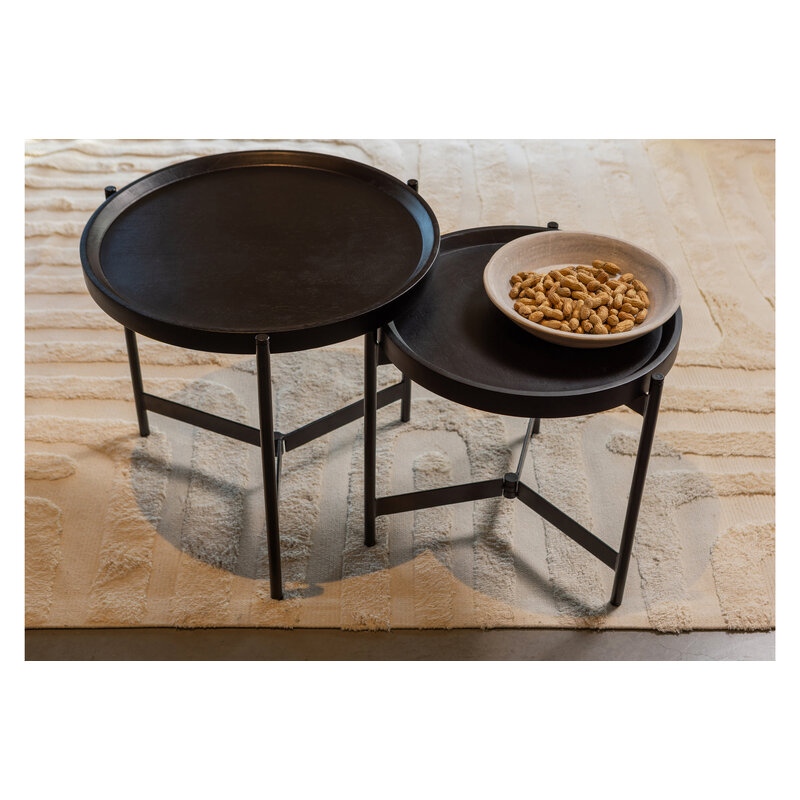 WOOOD-collectie Set V 2 - Lizzy Bijzettafel Mango Hout Zwart