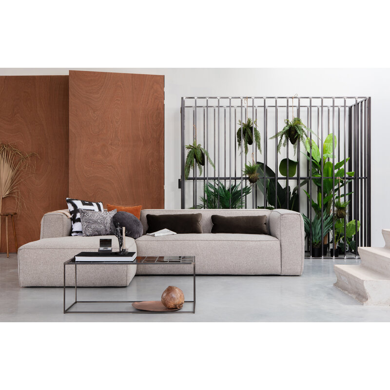 WOOOD-collectie Bean Hoekbank Links Incl. Kussens Lichtgrijs Gemeleerd