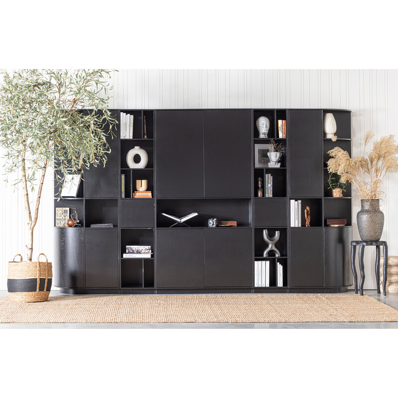 WOOOD-collectie Finca Storage Cabinet Round Left 78 Cm Pine Deep Black [fsc]