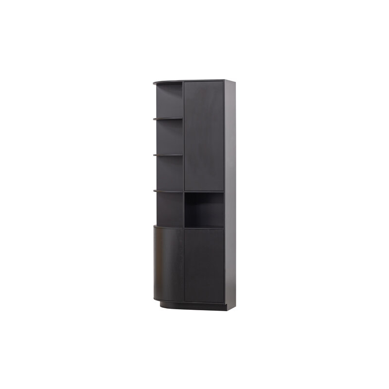 WOOOD-collectie Finca Storage Cabinet Round Left 78 Cm Pine Deep Black [fsc]