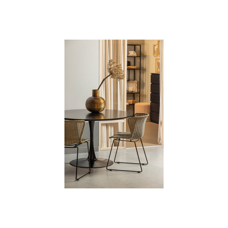 WOOOD-collectie Sammy Eettafel Trompetvoet Rond Mdf Zwart Ø120cm