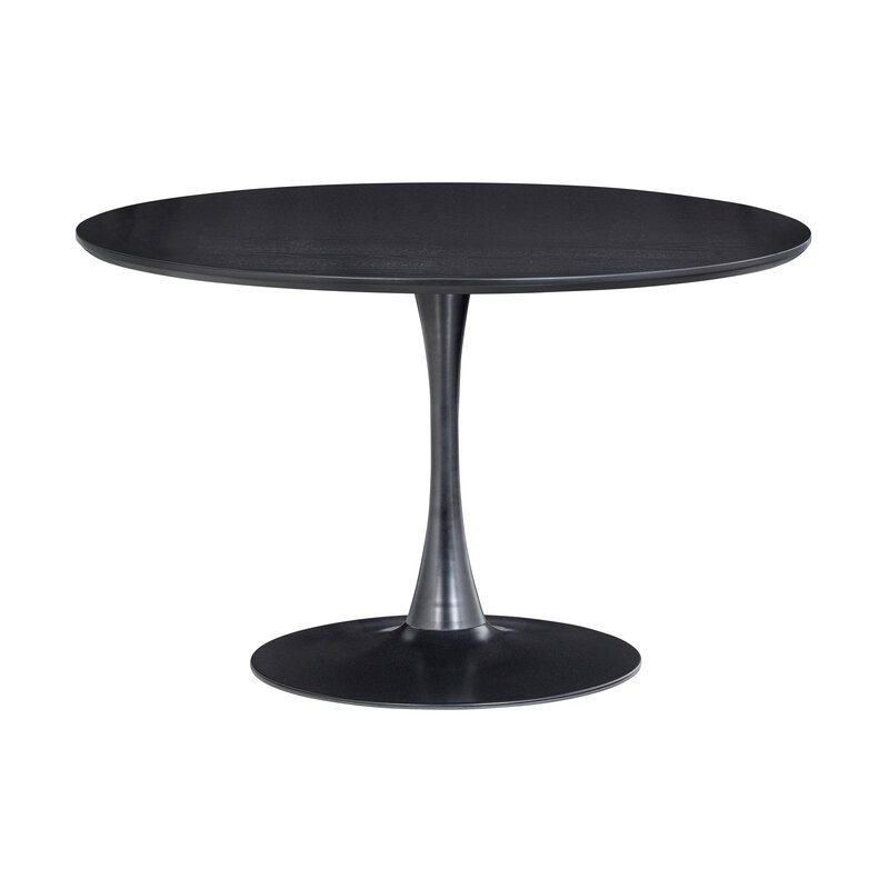 WOOOD-collectie Sammy Eettafel Trompetvoet Rond Mdf Zwart Ø120cm
