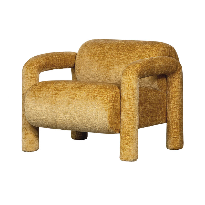 WOOOD-collectie Lenny Fauteuil In Grove Textuur Goud/geel