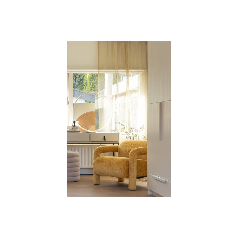 WOOOD-collectie Lenny Fauteuil In Grove Textuur Goud/geel