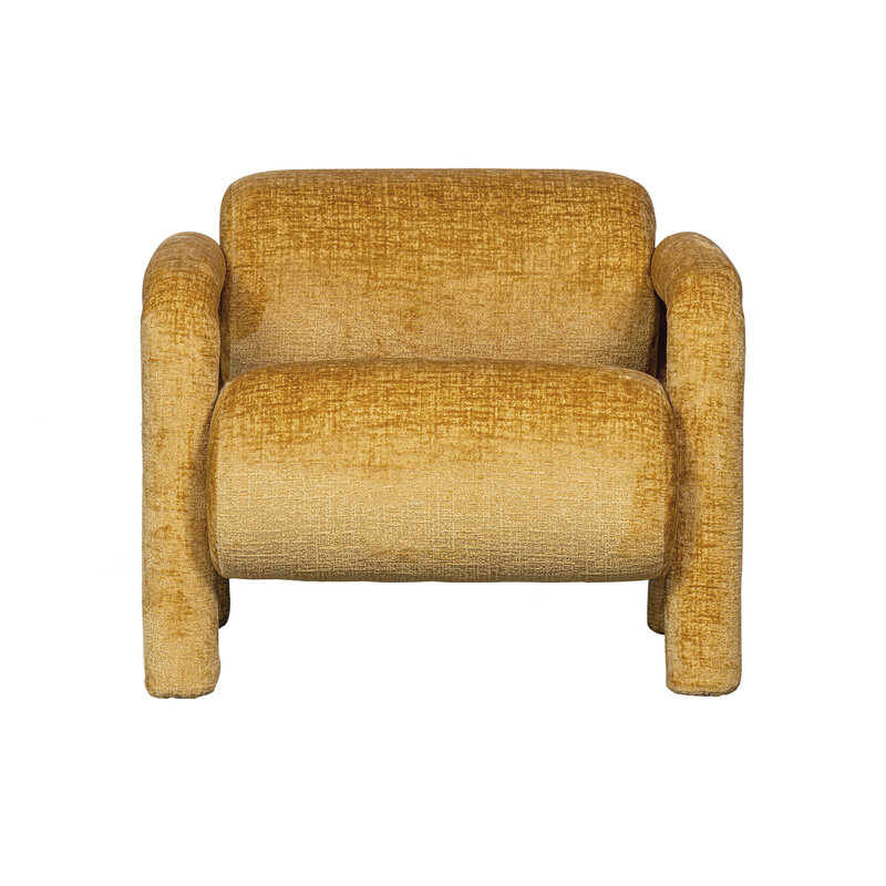 WOOOD-collectie Lenny Fauteuil In Grove Textuur Goud/geel