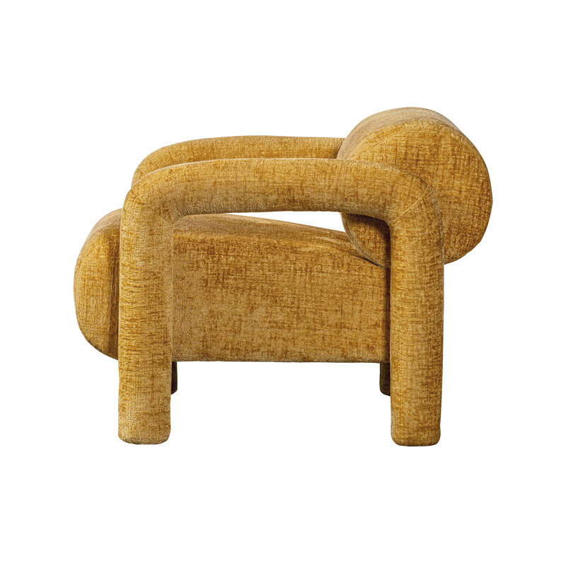 WOOOD-collectie Lenny Fauteuil In Grove Textuur Goud/geel