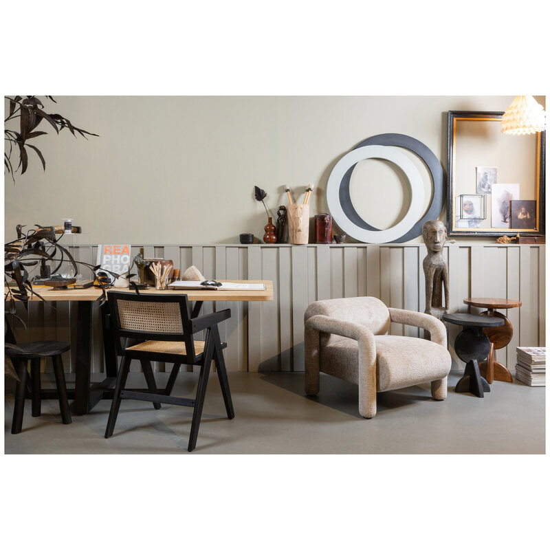 WOOOD Exclusive-collectie Gunn Eetkamerstoel Rattan / Hout Zwart