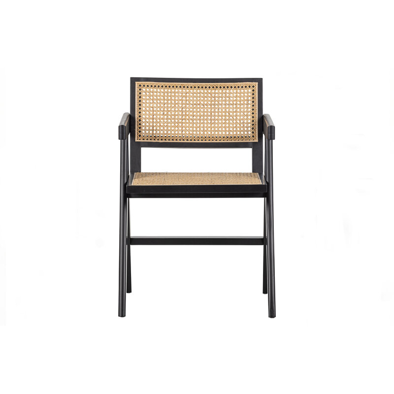 WOOOD Exclusive-collectie Gunn Eetkamerstoel Rattan / Hout Zwart