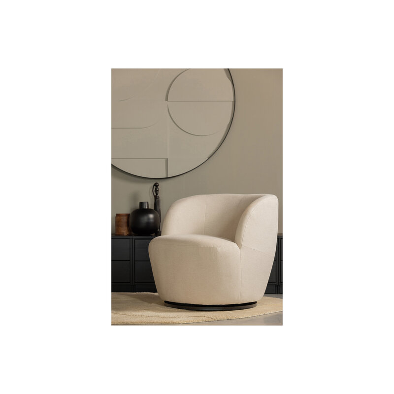 WOOOD-collectie Serra Draaifauteuil Geweven Stof Off White