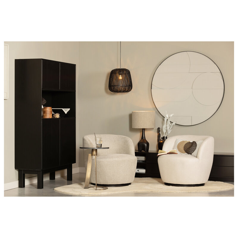WOOOD-collectie Serra Draaifauteuil Geweven Stof Off White