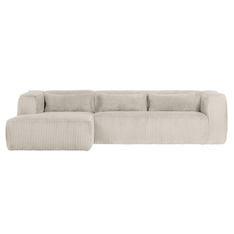 WOOOD-collectie Bean Hoekbank Links Grove Ribstof Naturel