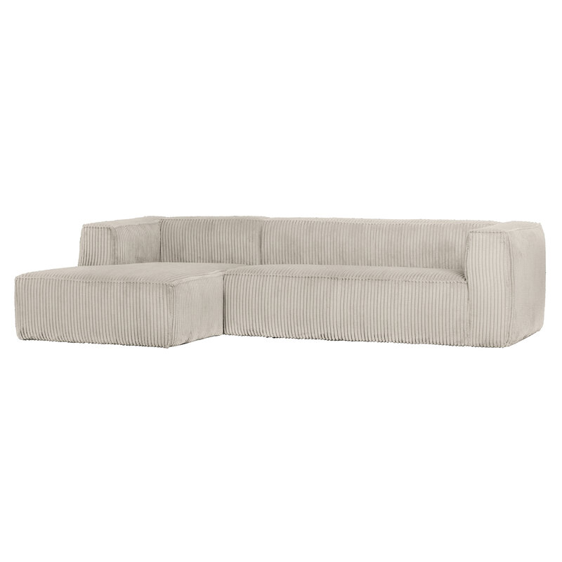 WOOOD-collectie Bean Hoekbank Links Grove Ribstof Naturel