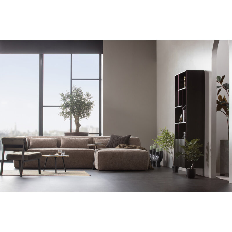 WOOOD-collectie Bean Hoekbank Rechts Grove Melange Stof Travertin