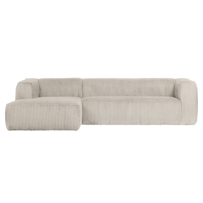 WOOOD-collectie Bean Hoekbank Links Grove Ribstof Naturel