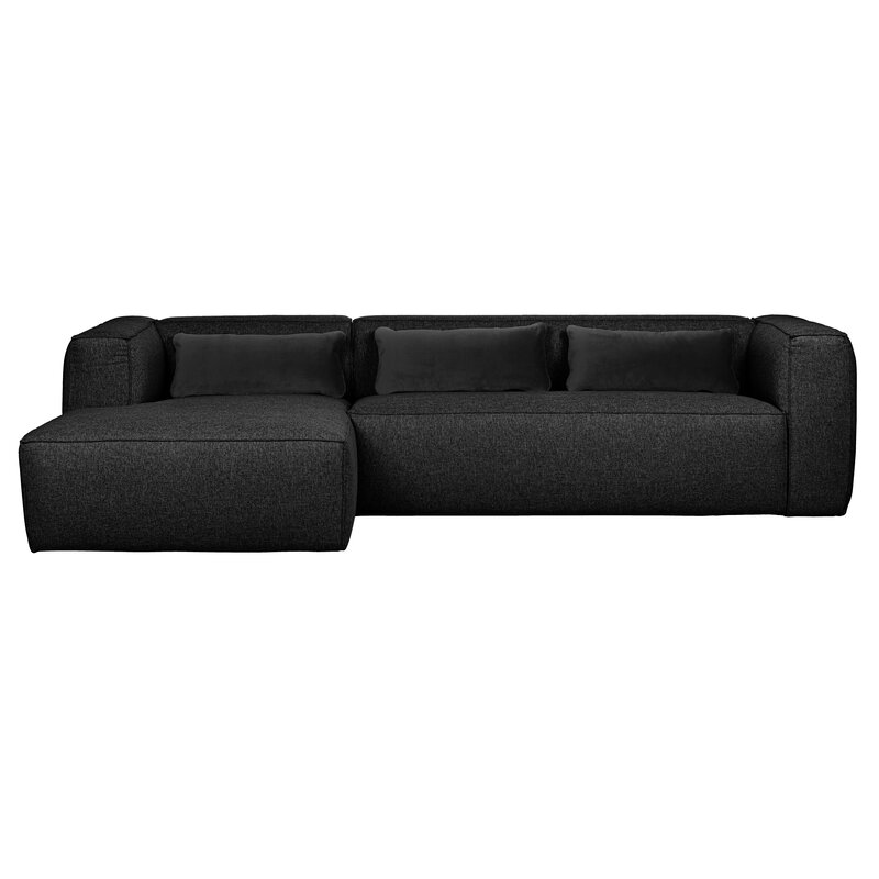 WOOOD-collectie Bean Hoekbank Links Incl. Kussens Donkergrijs Gemeleerd