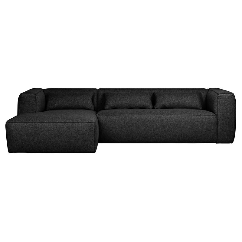 WOOOD-collectie Bean Hoekbank Links Incl. Kussens Donkergrijs Gemeleerd