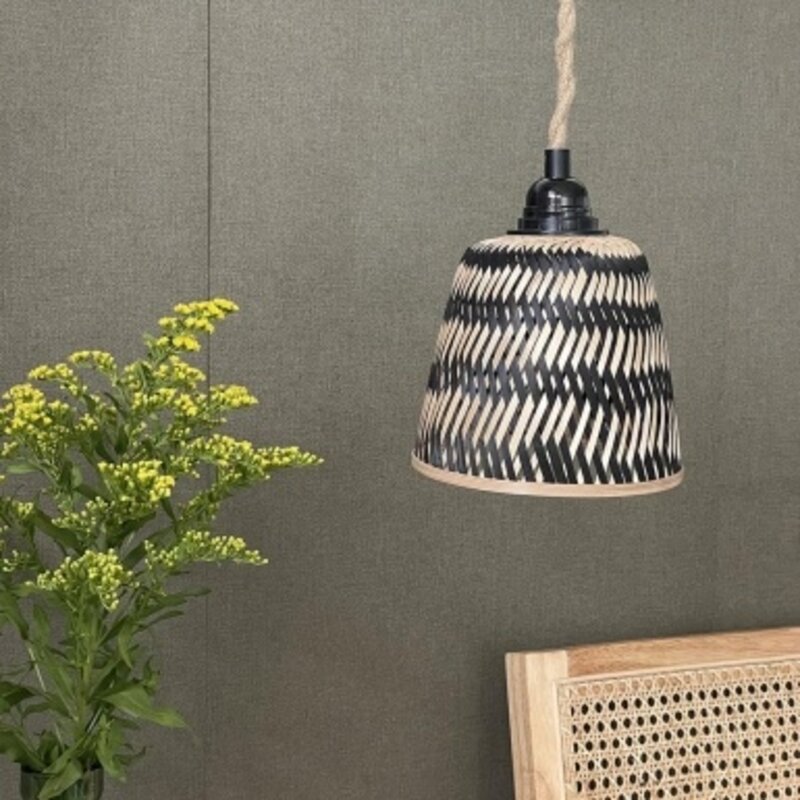 OPJET  Lampenkappen Hanglamp Life Zwart Gevlochten Set Van 3 Klein