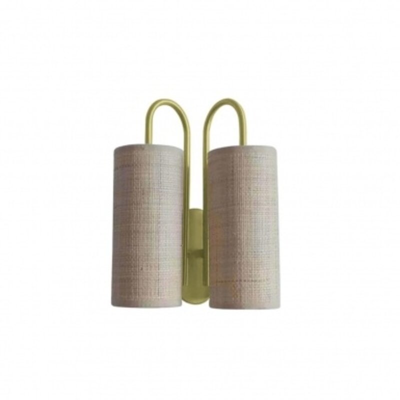 OPJET Double Wall Lamp Pauline Gold Raffia With Natural Edge