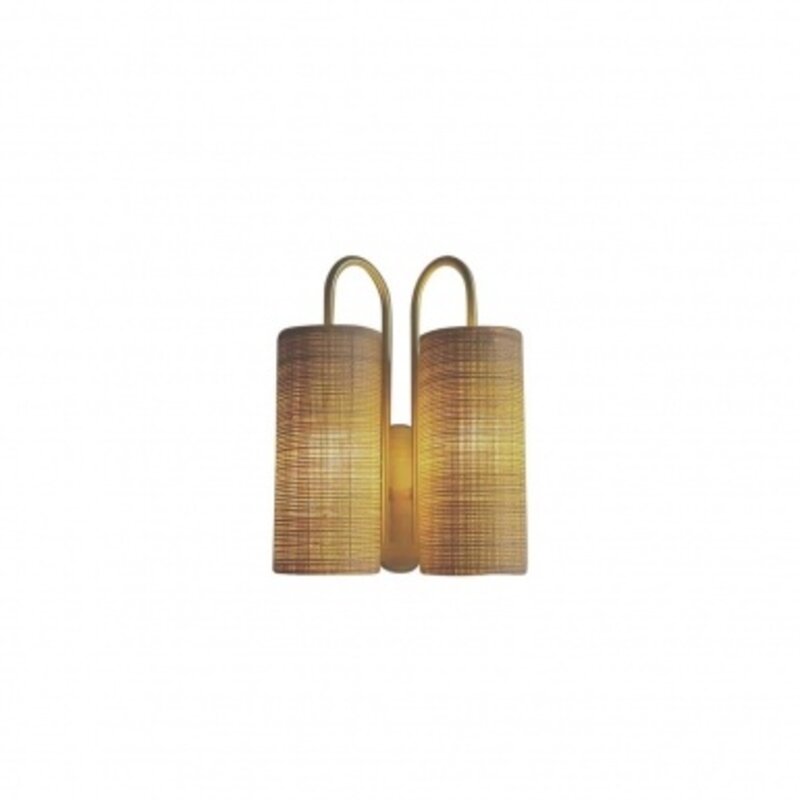 OPJET Double Wall Lamp Pauline Gold Raffia With Natural Edge