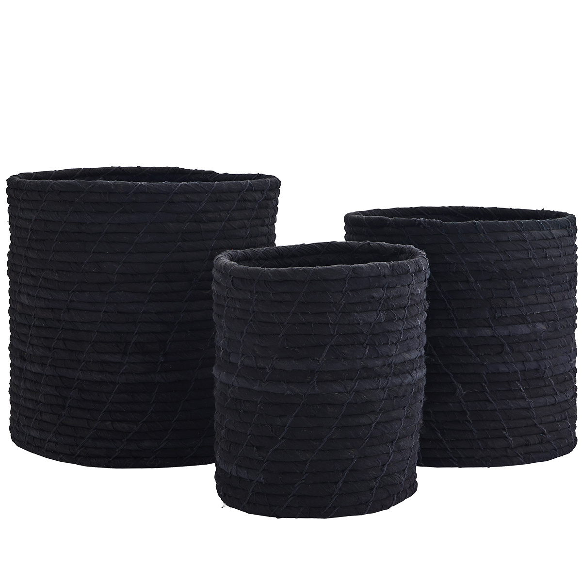 Madam Stoltz-collectie Mandenset van recycled katoen, zwart