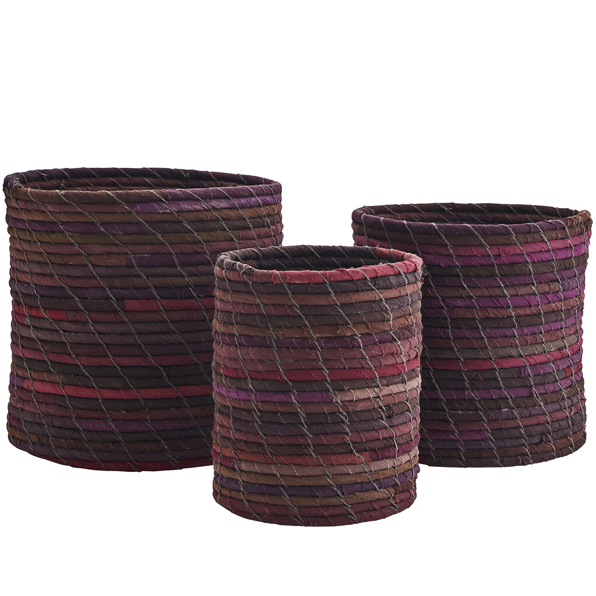 Madam Stoltz-collectie Mandenset van recycled katoen, aubergine