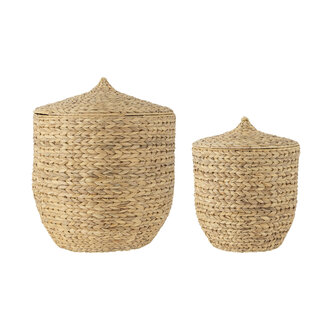 Bloomingville Dinan Basket w/Lid, Nature, Water Hyacinth