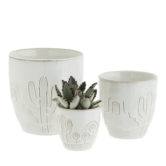 Madam Stoltz Set van 3 bloempotten met cactus dessin