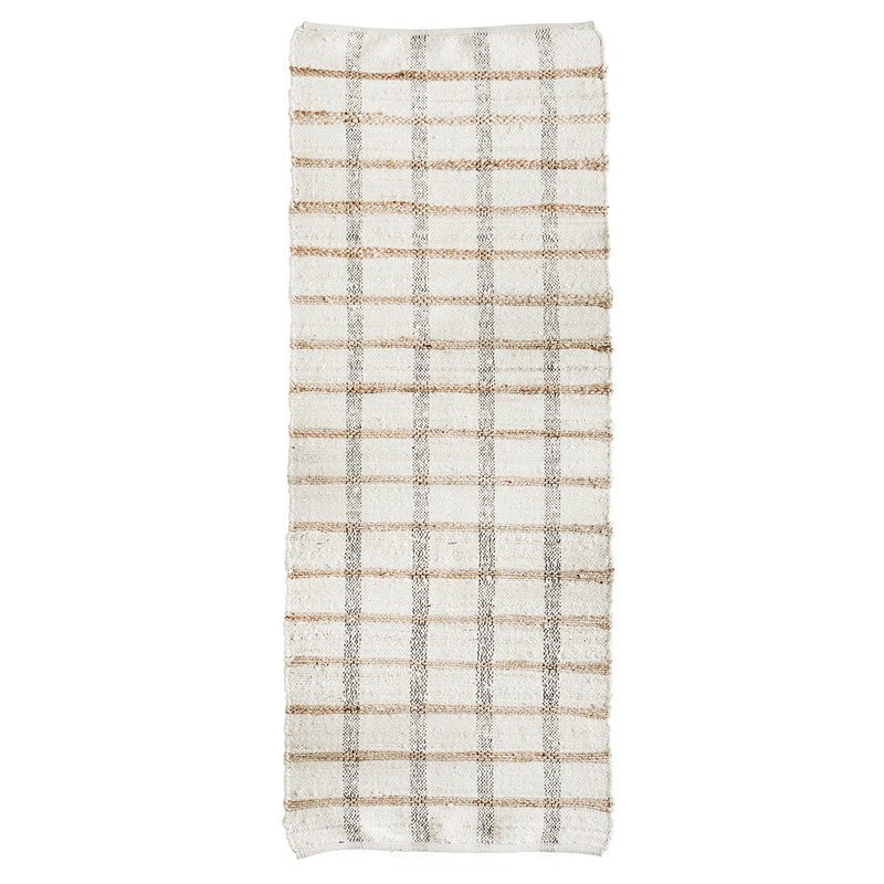 Madam Stoltz-collectie Handgeweven jute loper met ruitmotief