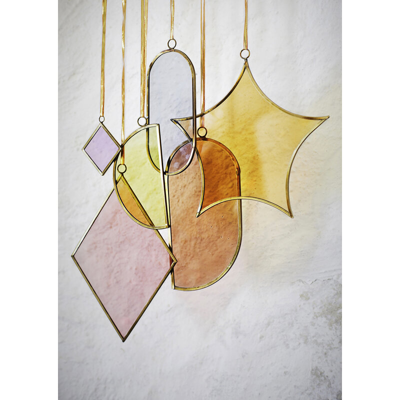 Madam Stoltz-collectie Set van 6 glazen hangers incl. lint
